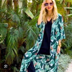 NWT Rachel Zoe Palm Floral Kimono Beach Wrap Coverup Duster